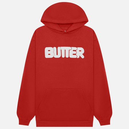 фото Мужская толстовка butter goods puff rounded logo hoodie, цвет красный, размер s