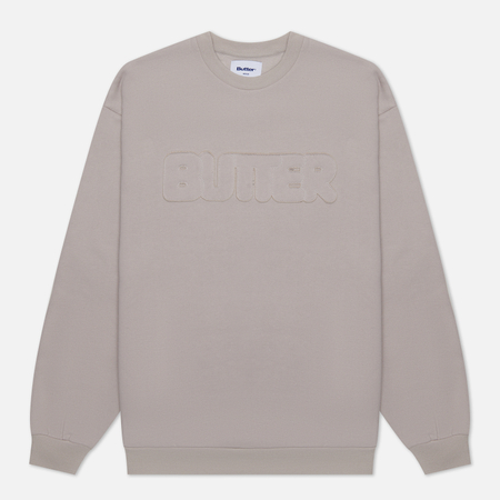 фото Мужская толстовка butter goods fabric applique crew neck, цвет серый, размер s