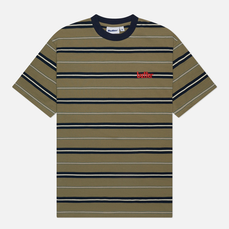 Мужская футболка Butter Goods Bryce Stripe, цвет оливковый, размер XXL