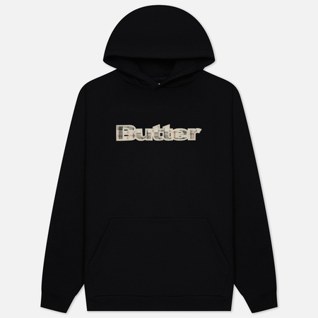 Мужская толстовка Butter Goods Plaid Applique Pullover Hoodie, цвет чёрный, размер S