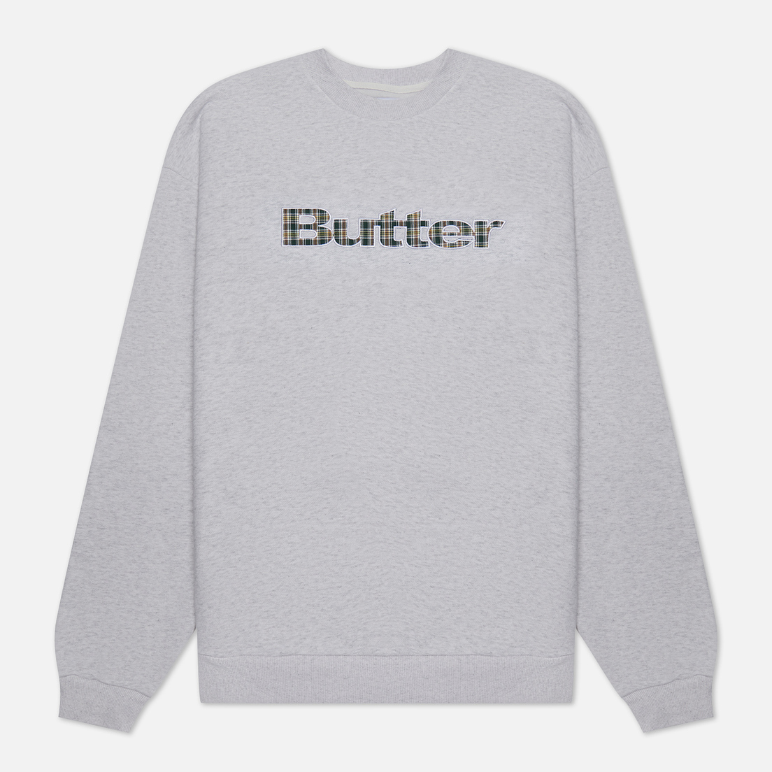 Butter Goods Мужская толстовка Plaid Applique Logo Crew Neck