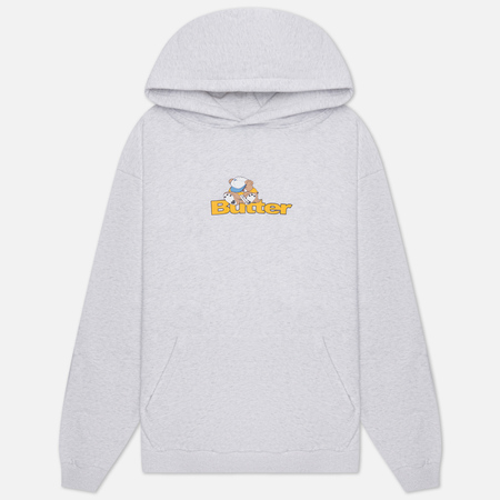 фото Мужская толстовка butter goods teddy logo hoodie, цвет серый, размер s