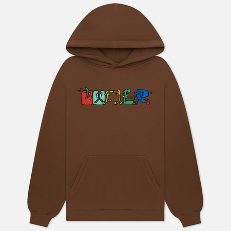 фото Мужская толстовка butter goods zorched hoodie, цвет коричневый, размер s