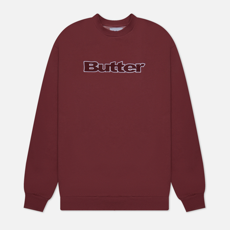 фото Мужская толстовка butter goods cord logo crew neck, цвет бордовый, размер s