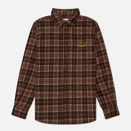 фото Мужская рубашка butter goods caterpillar flannel, цвет коричневый, размер s