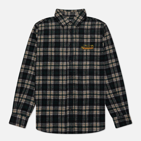 фото Мужская рубашка butter goods caterpillar flannel, цвет зелёный, размер s