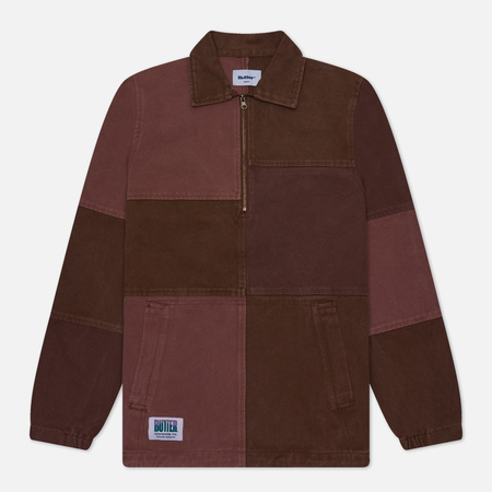 фото Мужская куртка анорак butter goods washed canvas patchwork, цвет бордовый, размер s