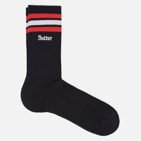 фото Носки butter goods stripe embroidered logo, цвет чёрный, размер 40-46 eu