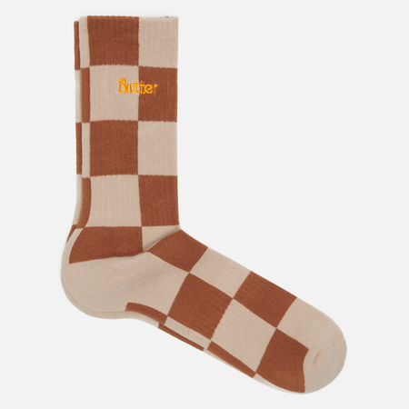 фото Носки butter goods checkered, цвет коричневый, размер 40-46 eu