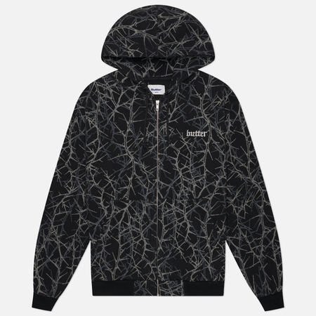 Мужская толстовка Butter Goods Thorn Camo Waffle Zip-Thru Hoodie, цвет чёрный, размер XXL