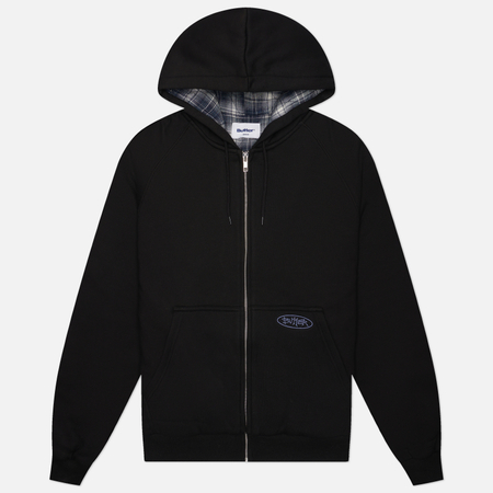 Мужская толстовка Butter Goods Plaid Lined Zip-Thru Hoodie, цвет чёрный, размер L