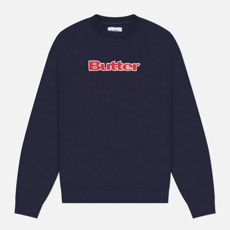 Мужская толстовка Butter Goods Satin Applique Logo Crewneck, цвет синий, размер M