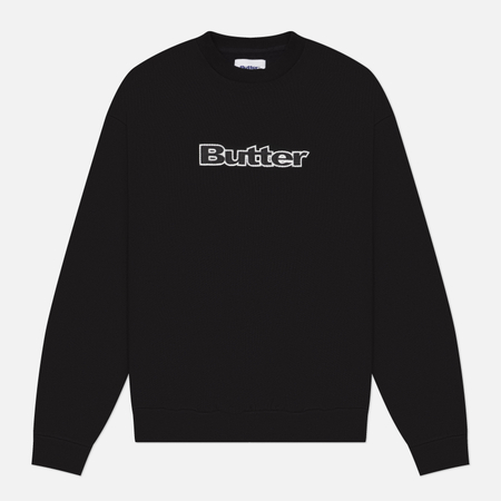 Мужская толстовка Butter Goods Satin Applique Logo Crewneck, цвет чёрный, размер M