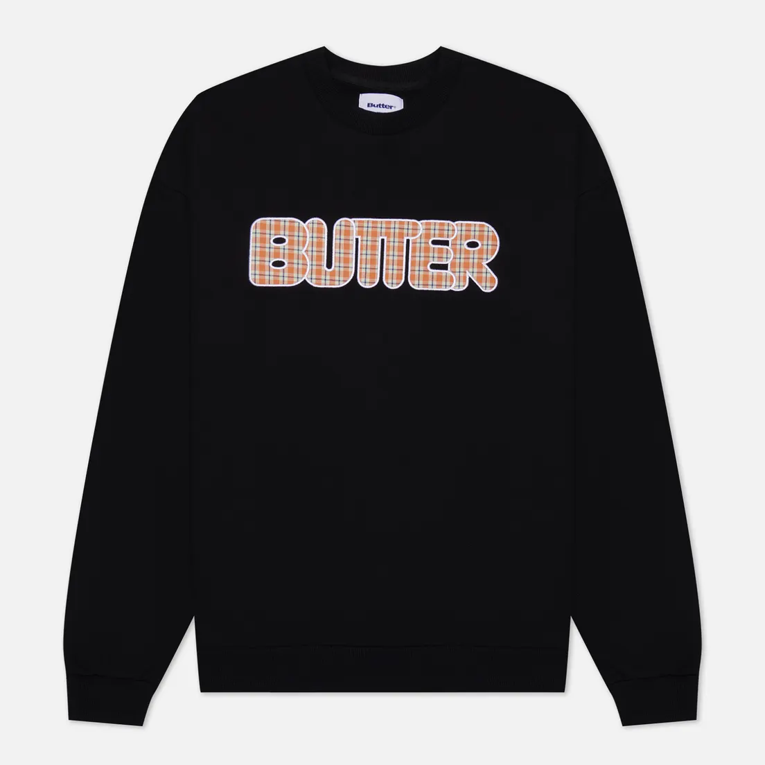 Butter Goods Мужская толстовка Plaid Applique Crew Neck