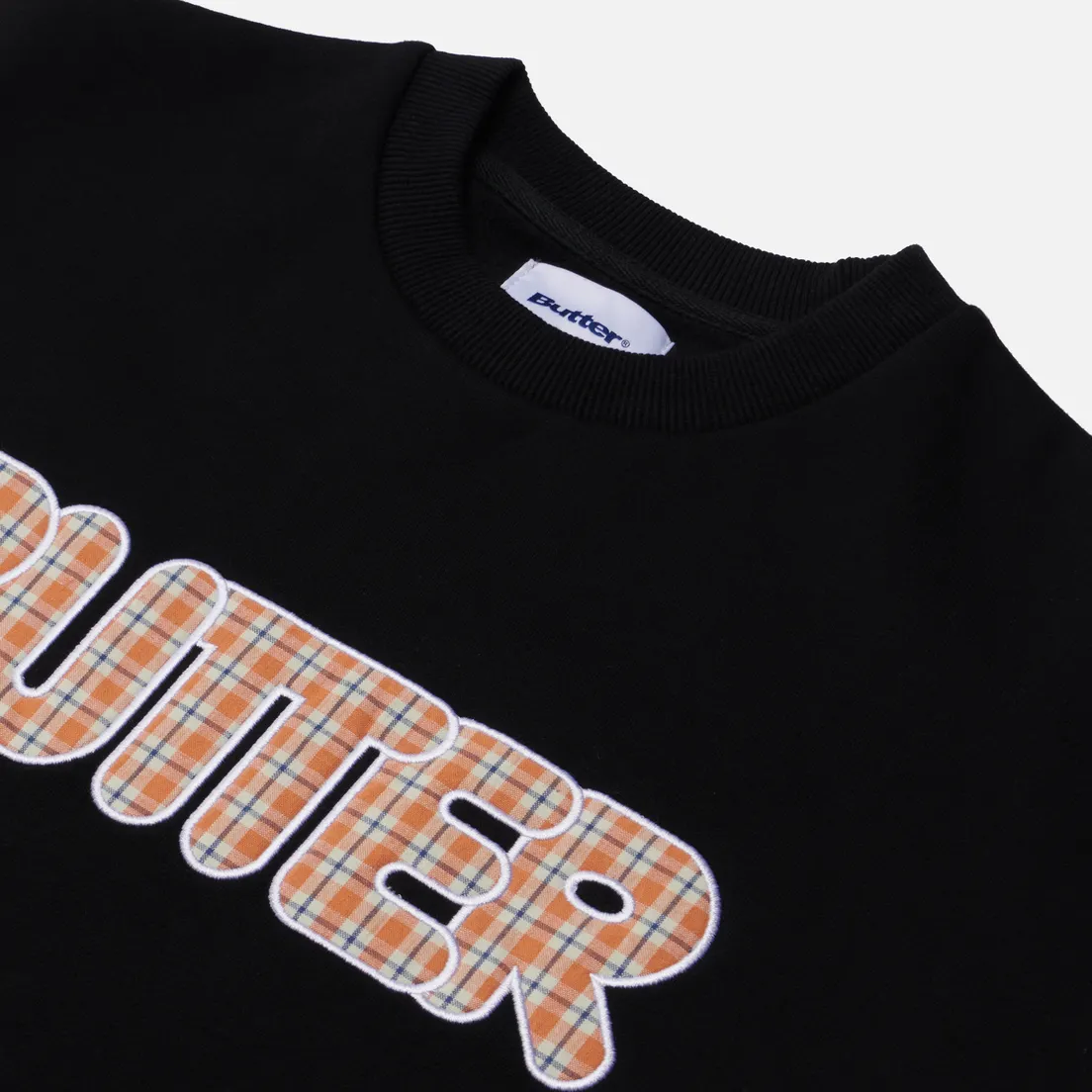 Butter Goods Мужская толстовка Plaid Applique Crew Neck