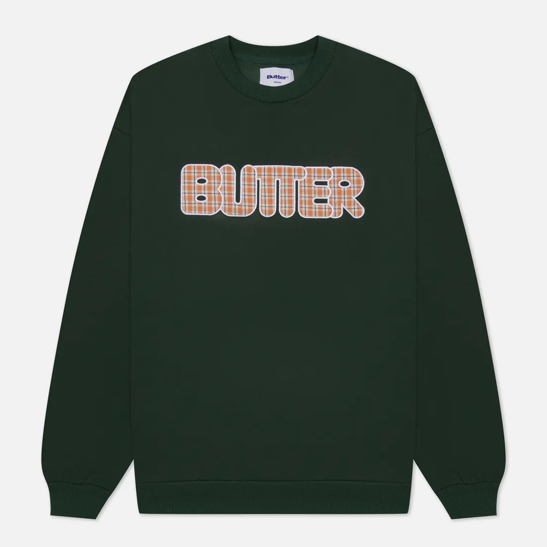 Butter Goods Мужская толстовка Plaid Applique Crew Neck