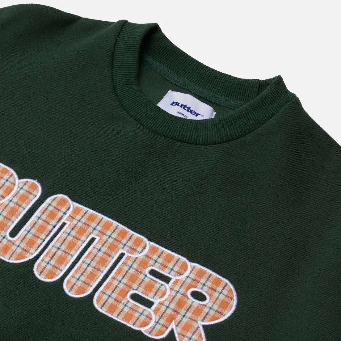 Butter Goods Мужская толстовка Plaid Applique Crew Neck