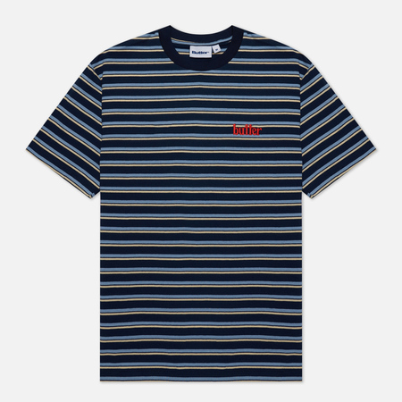 фото Мужская футболка butter goods gardens stripe, цвет синий, размер s