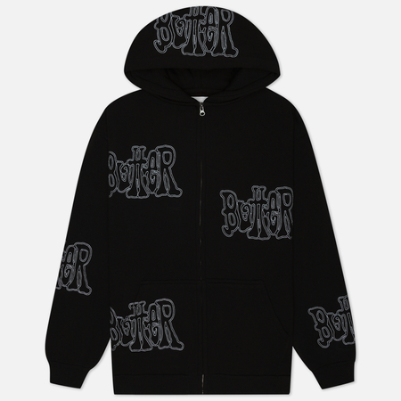 фото Мужская толстовка butter goods tour zip-thru hoodie, цвет чёрный, размер s