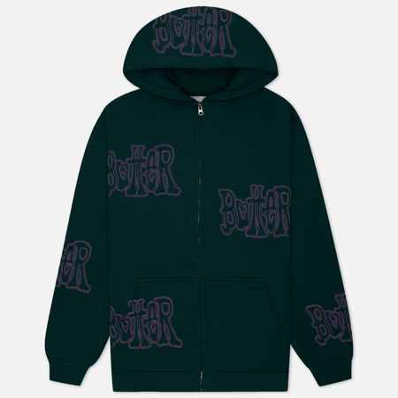 фото Мужская толстовка butter goods tour zip-thru hoodie, цвет зелёный, размер s