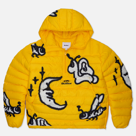 фото Мужская куртка анорак butter goods critter puffer, цвет жёлтый, размер s