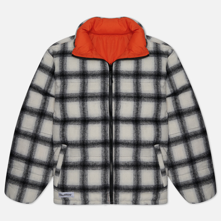 фото Мужской пуховик butter goods reversible plaid puffer, цвет белый, размер s