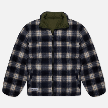 фото Мужской пуховик butter goods reversible plaid puffer, цвет синий, размер s