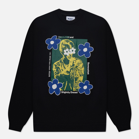 фото Мужская толстовка butter goods dazed crew neck, цвет чёрный, размер s