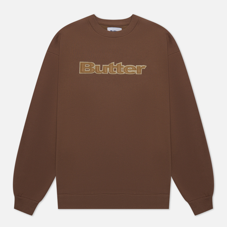 фото Мужская толстовка butter goods felt logo applique crew neck, цвет коричневый, размер s