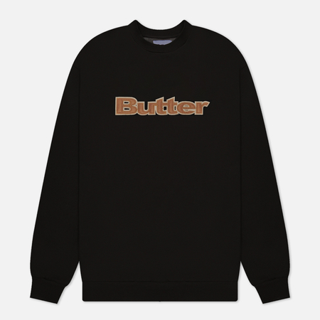 фото Мужская толстовка butter goods felt logo applique crew neck, цвет чёрный, размер s
