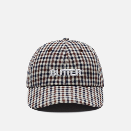 фото Кепка butter goods gingham 6 panel, цвет коричневый