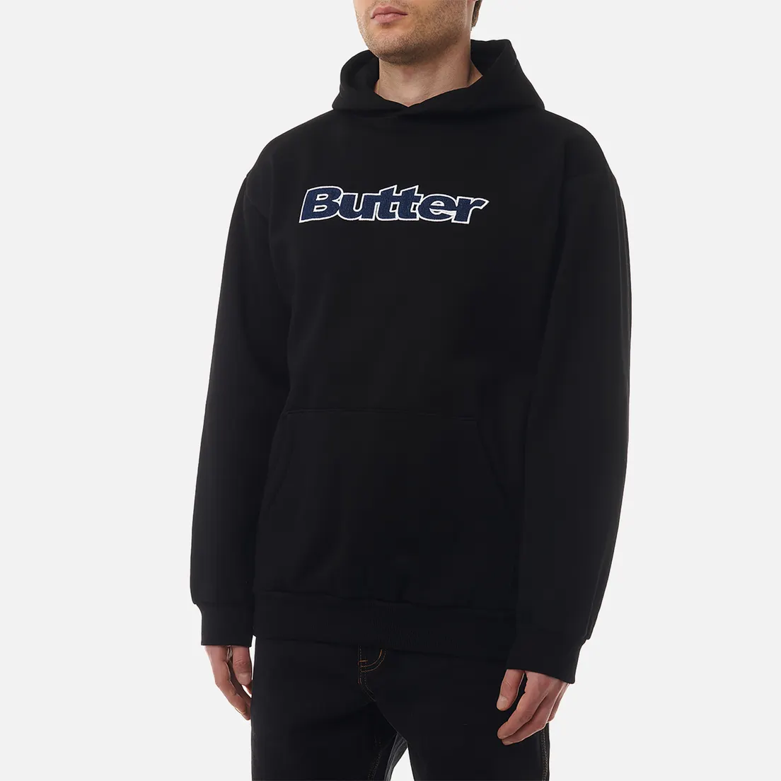 Butter Goods Мужская толстовка Logo Denim Applique Pullover Hoodie