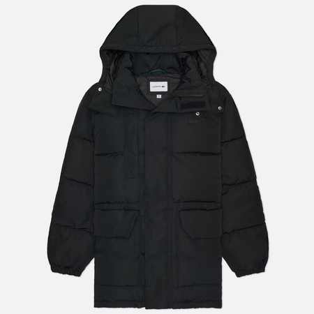 Мужской пуховик Lacoste Water Repellent Mid Length Hood Puffed, цвет чёрный, размер 52