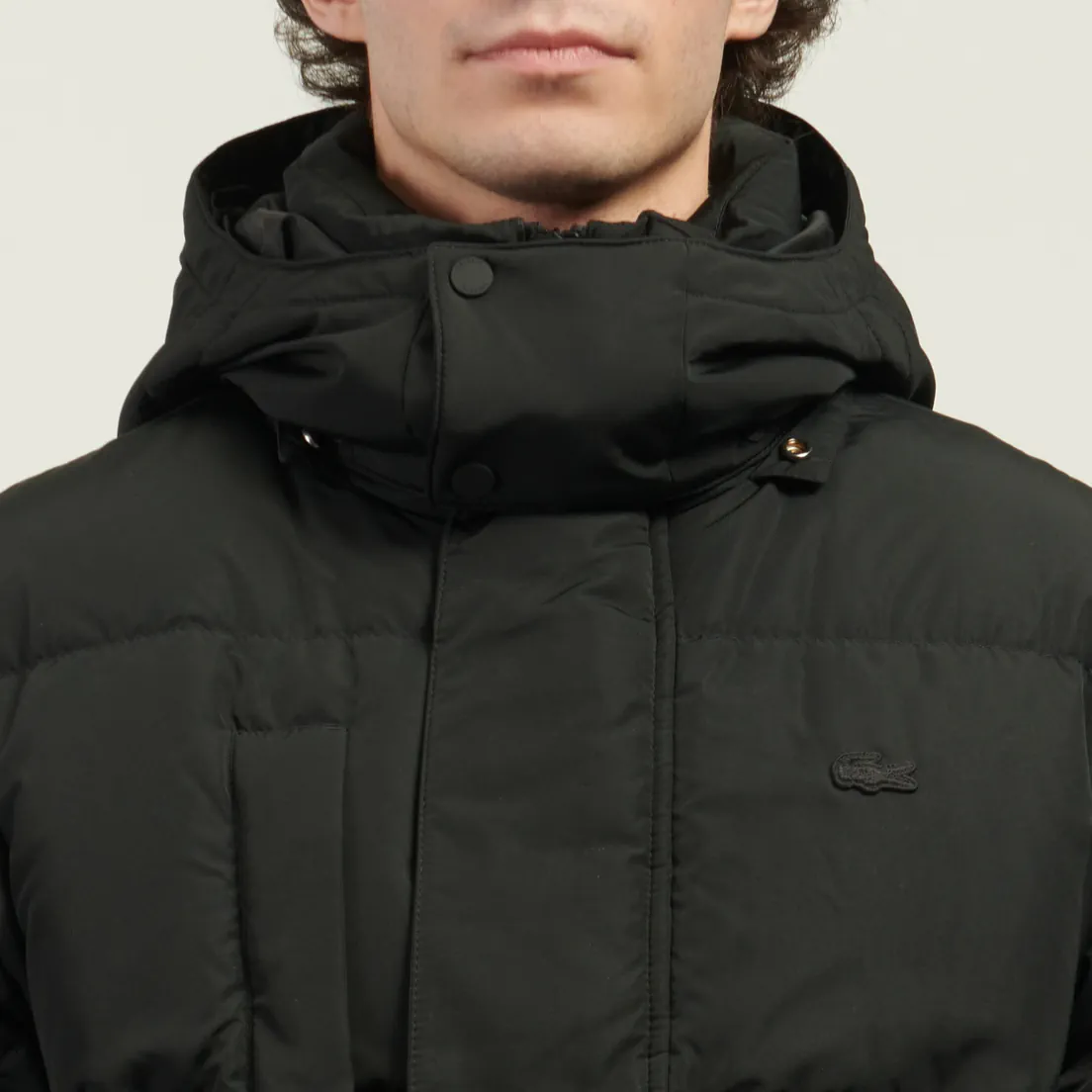Lacoste Мужской пуховик Water Repellent Mid Length Hood Puffed
