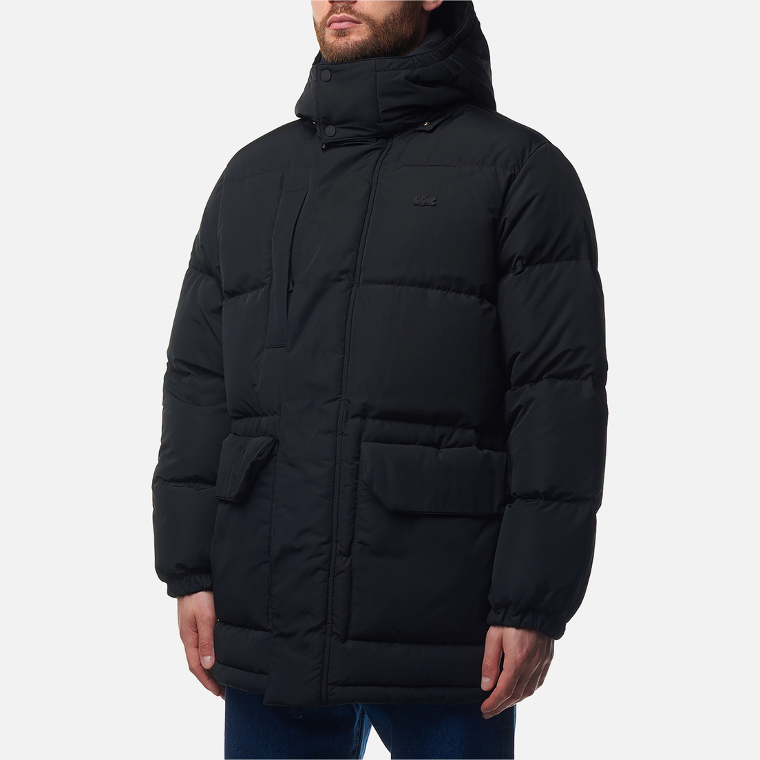 Lacoste Мужской пуховик Water Repellent Mid Length Hood Puffed