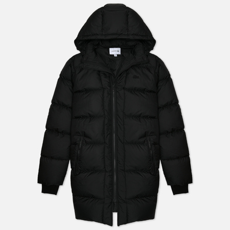 фото Мужской пуховик lacoste hooded quilted coat, цвет чёрный, размер 48