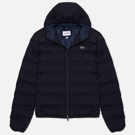 фото Мужской пуховик lacoste quilted hooded, цвет синий, размер 48