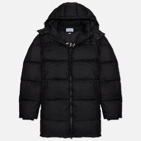 фото Мужской пуховик lacoste quilted puffer long, цвет чёрный, размер 48