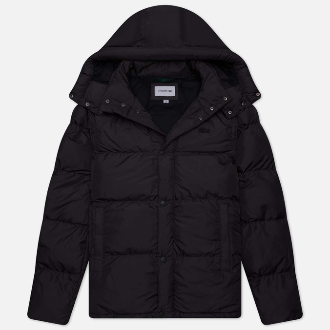 Мужской пуховик Lacoste Embroidered Crocodile Tonal, цвет чёрный