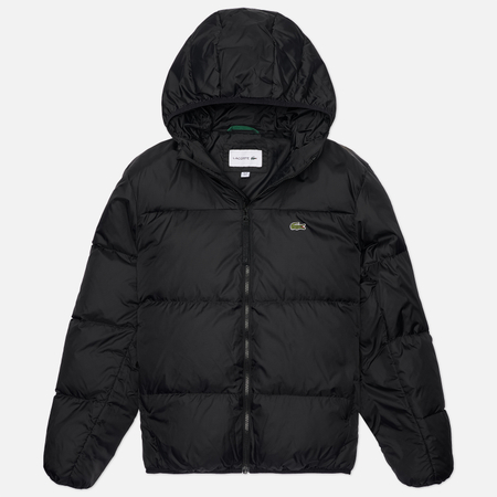 Мужской пуховик Lacoste Repellent Hooded, цвет чёрный, размер 54
