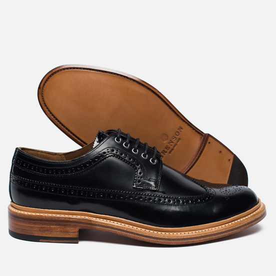 Мужские ботинки броги Grenson Sid Long Wing Brogue Black