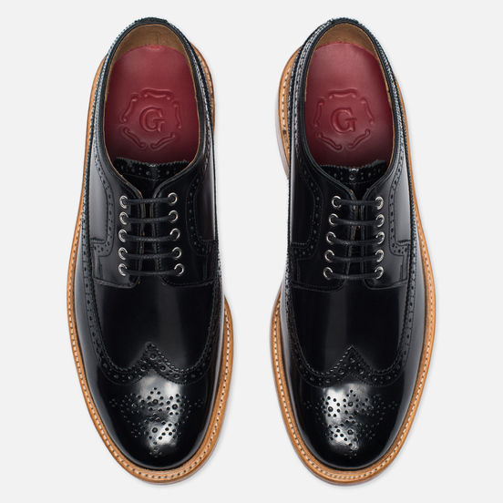 Мужские ботинки броги Grenson Sid Long Wing Brogue Black