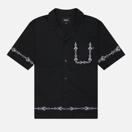 Мужская рубашка HUF Pinstripe Embroidered Resort, цвет чёрный