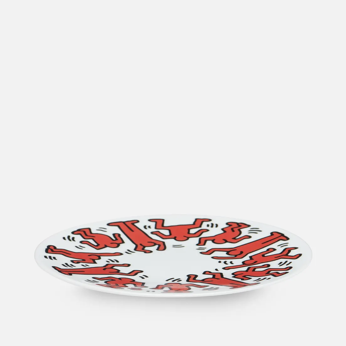 Ligne Blanche Тарелка Keith Haring Red On White Medium