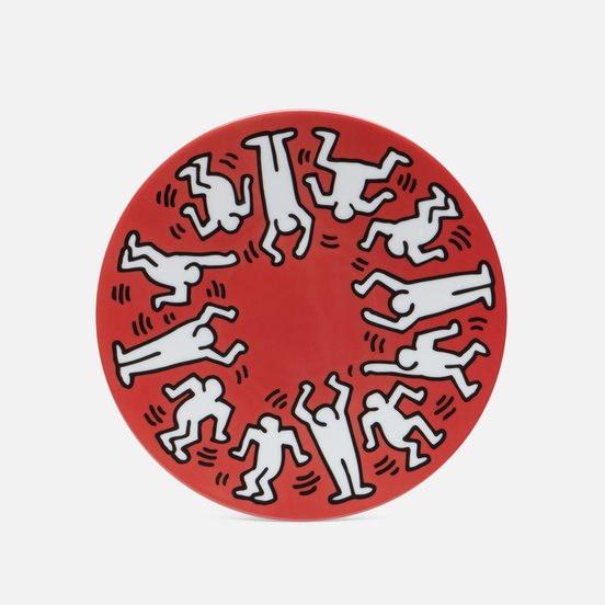 Тарелка Ligne Blanche Keith Haring White On Red Medium
