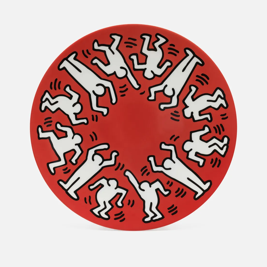 Ligne Blanche Тарелка Keith Haring White On Red Large