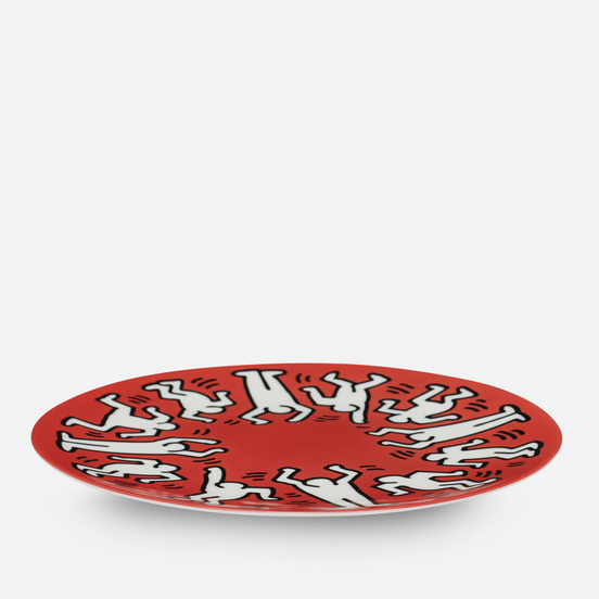 Тарелка Ligne Blanche Keith Haring White On Red Large