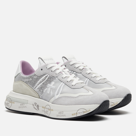 Chaussures PREMIATA Cassie 6719 - Cuir Suédine - Semelle Caoutchouc - Talon Plat - Gris