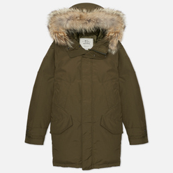Мужская куртка парка Woolrich Polar High Collar Fur Dark Green