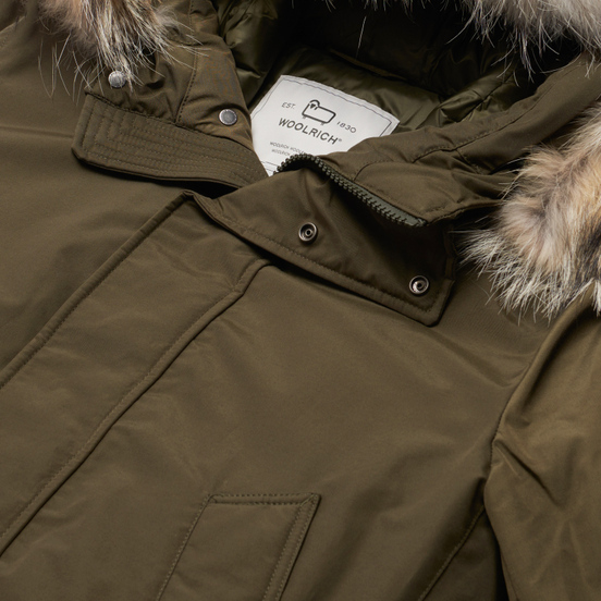 Мужская куртка парка Woolrich Polar High Collar Fur Dark Green